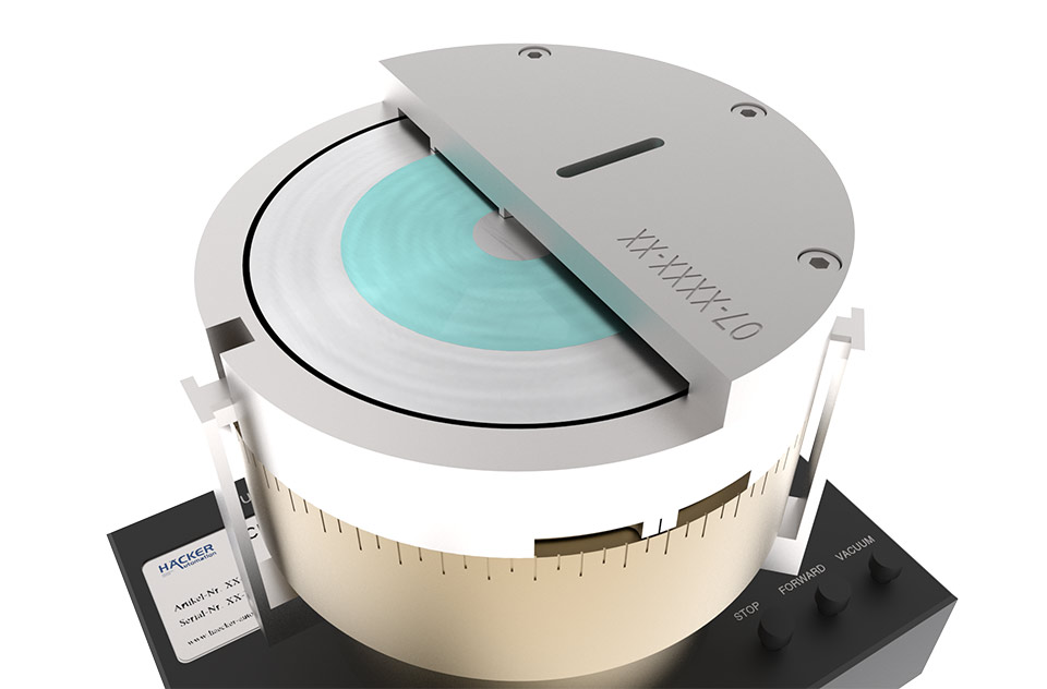 Darstellung einer Direkt-Dosier-Einheit mit vorbereiteten Dosiermaterial (blau)